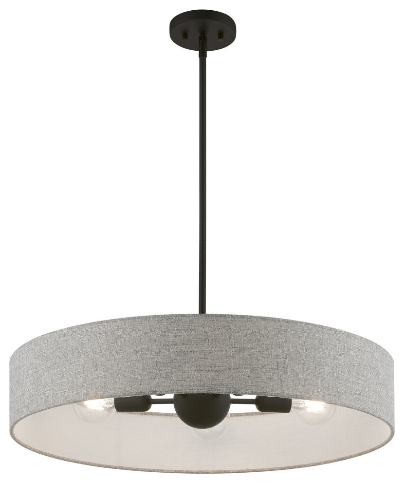 Elmhurst 5 Light Black Large Drum Pendant