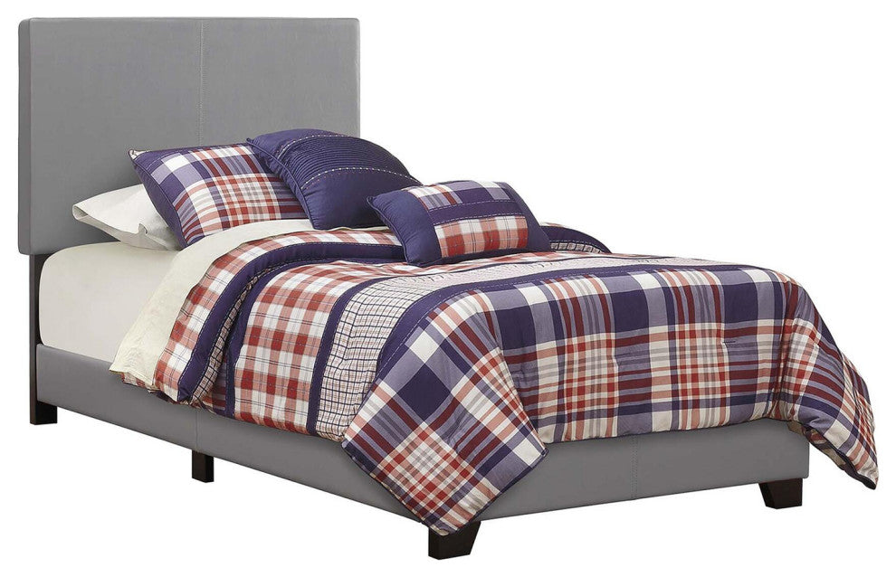 Leatherette Upholstered Bed, Twin Size, Gray
