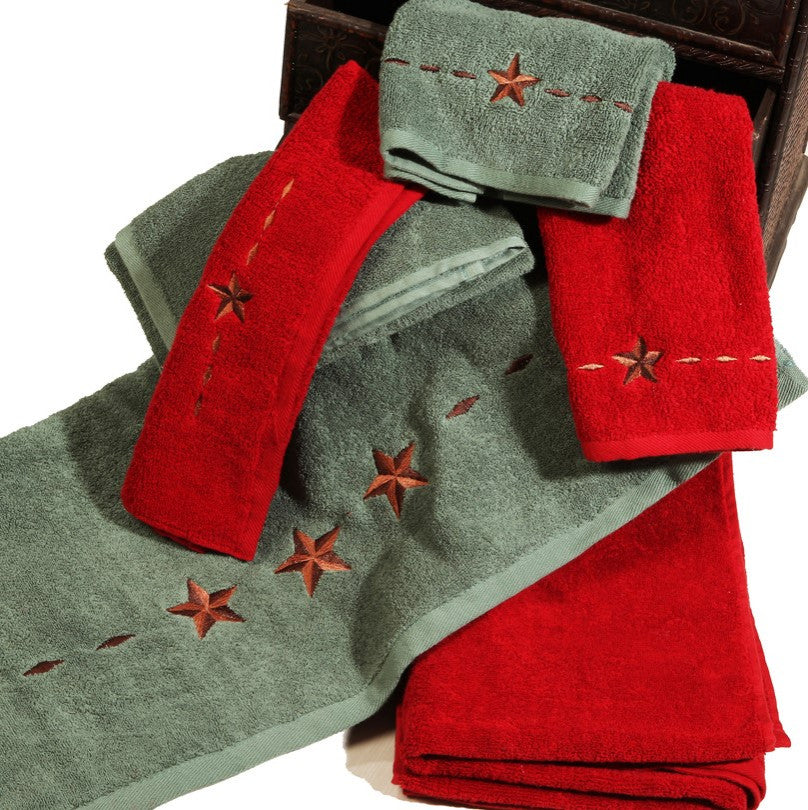 Embroidered Star Towel Set, Cream, 3 Piece