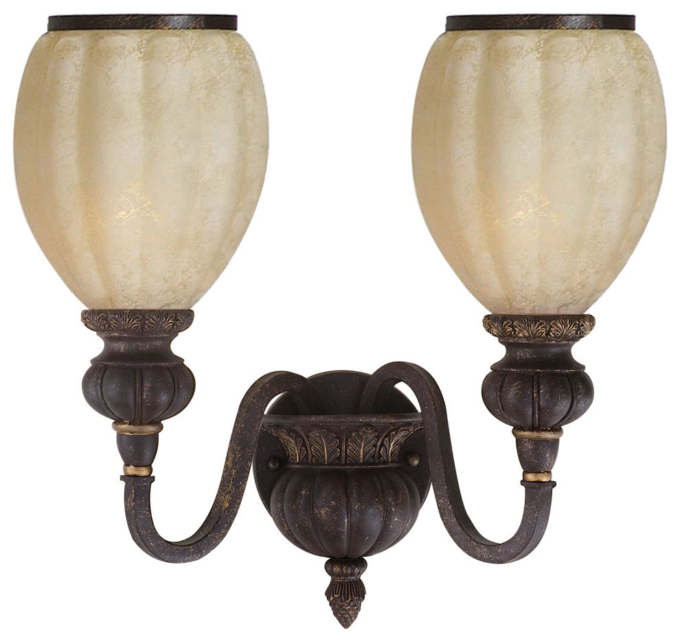 ELK LIGHTING 322-Gc-G Carrollton 2-Light Wall Sconce In Golden Coffee W/Gl