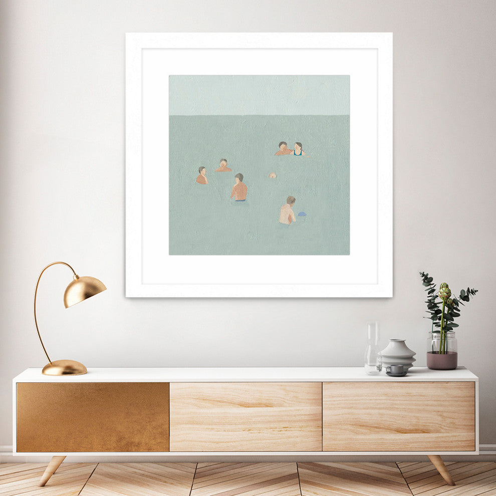 "The Swimmers II" Matted and Framed, 36" x 36"
