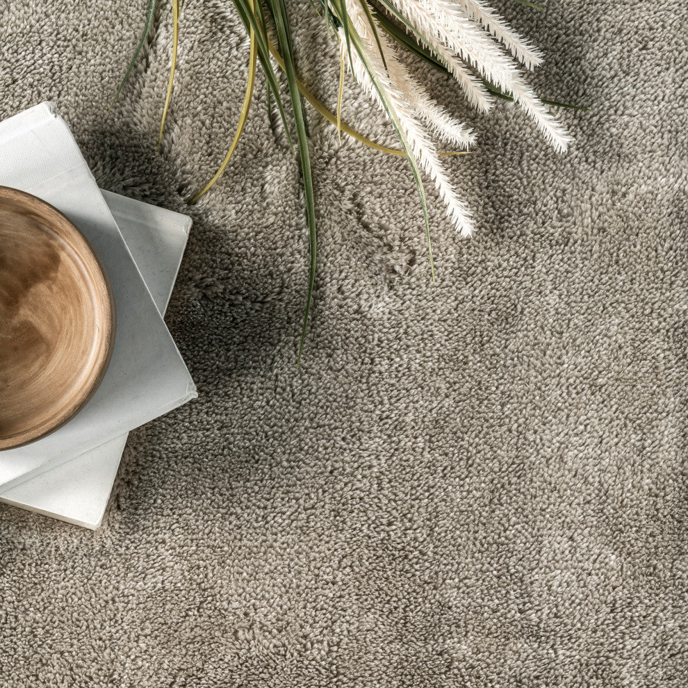 nuLOOM Loni Solid Machine Washable Shag Area Rug, Beige, 8'x10'