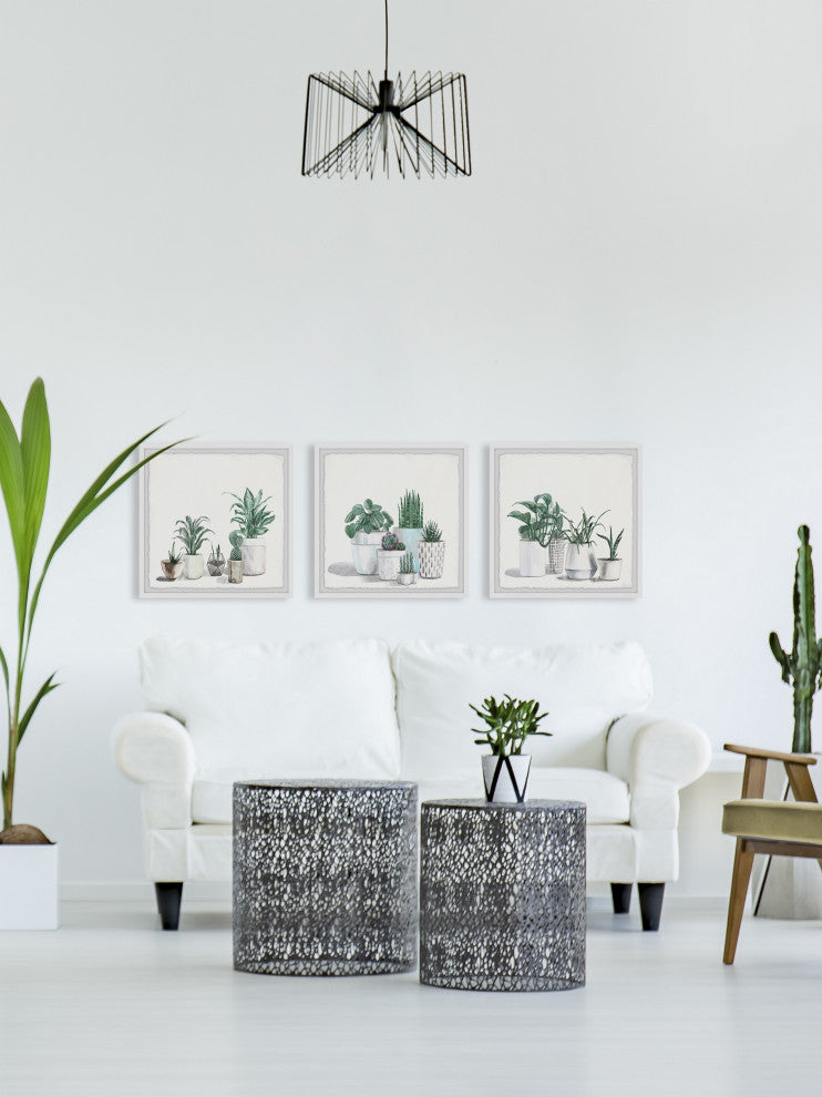 Urban Houseplants Triptych, Set of 3, 24x24 Panels