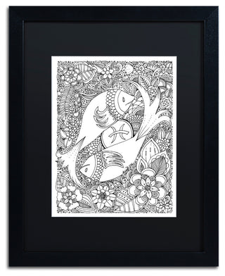 KCDoodleArt 'Fish' Art, Black Frame, Black Matte, 16"x20"