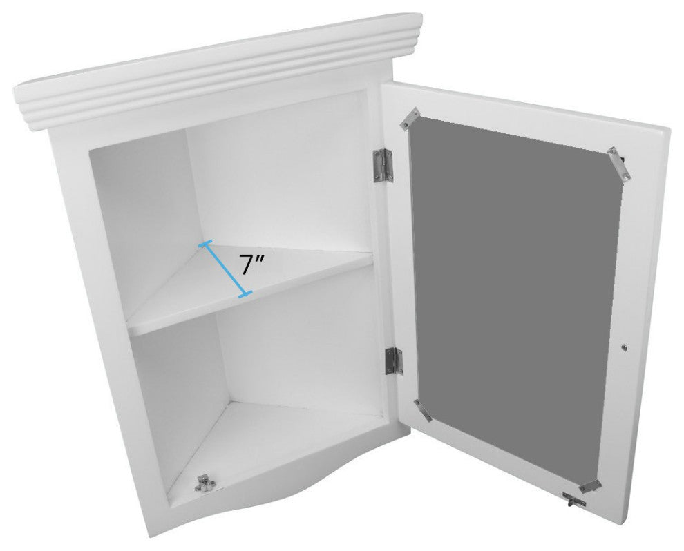 Bathroom Medicine Cabinet with Mirror Golden Oak Hardwood Corner Wall Mount