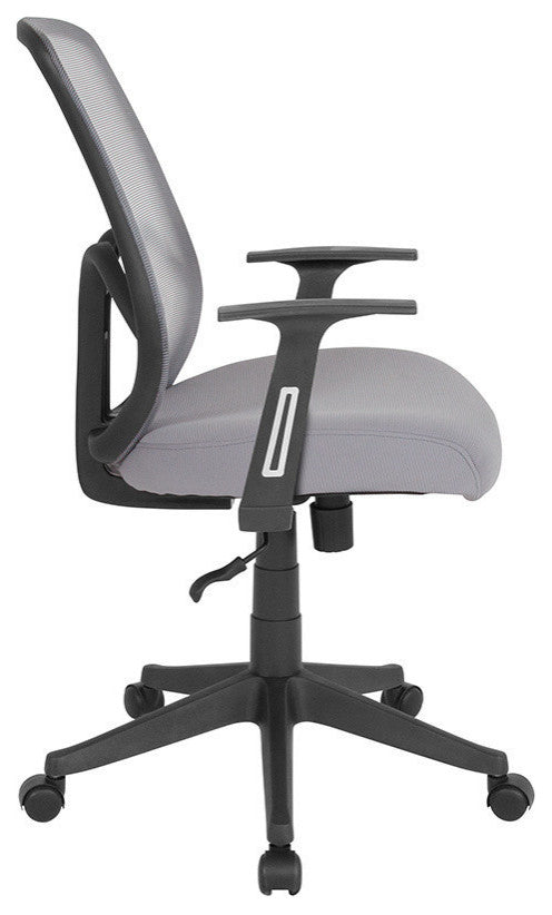 Salerno Series High Back Mesh Chair With Arms, Light Gray