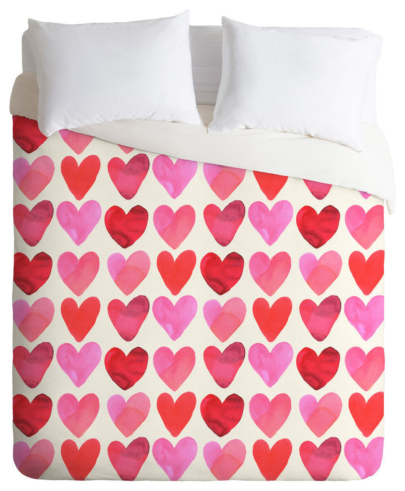 Amy Sia Heart Watercolor Duvet Cover, 88"x68"