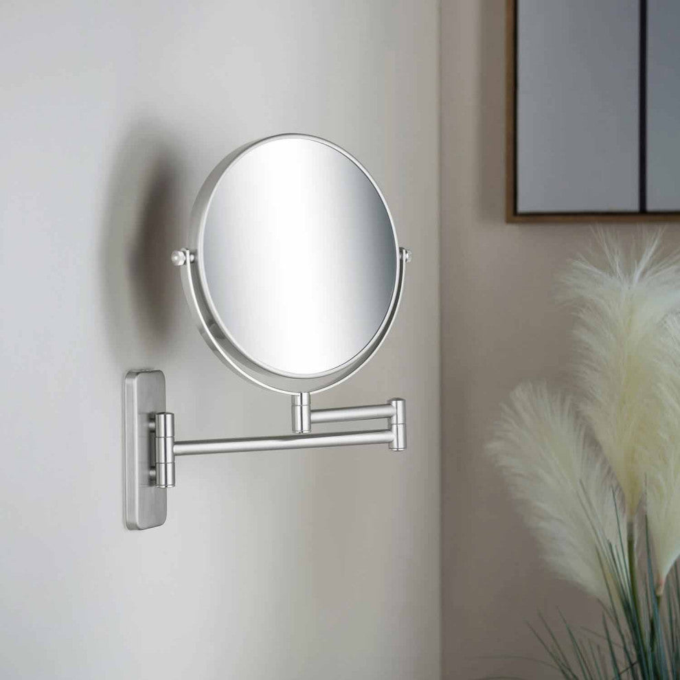Circular Magnifying Makeup/shaving Mirror, Brushed Nickel