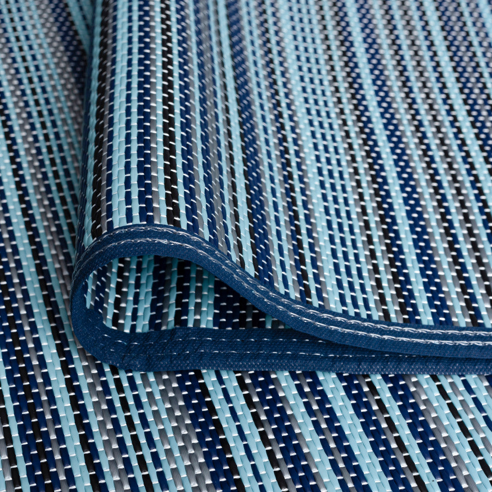 Sheffield Contemporary Stripes, Navy/Aqua, 5'x6'11"