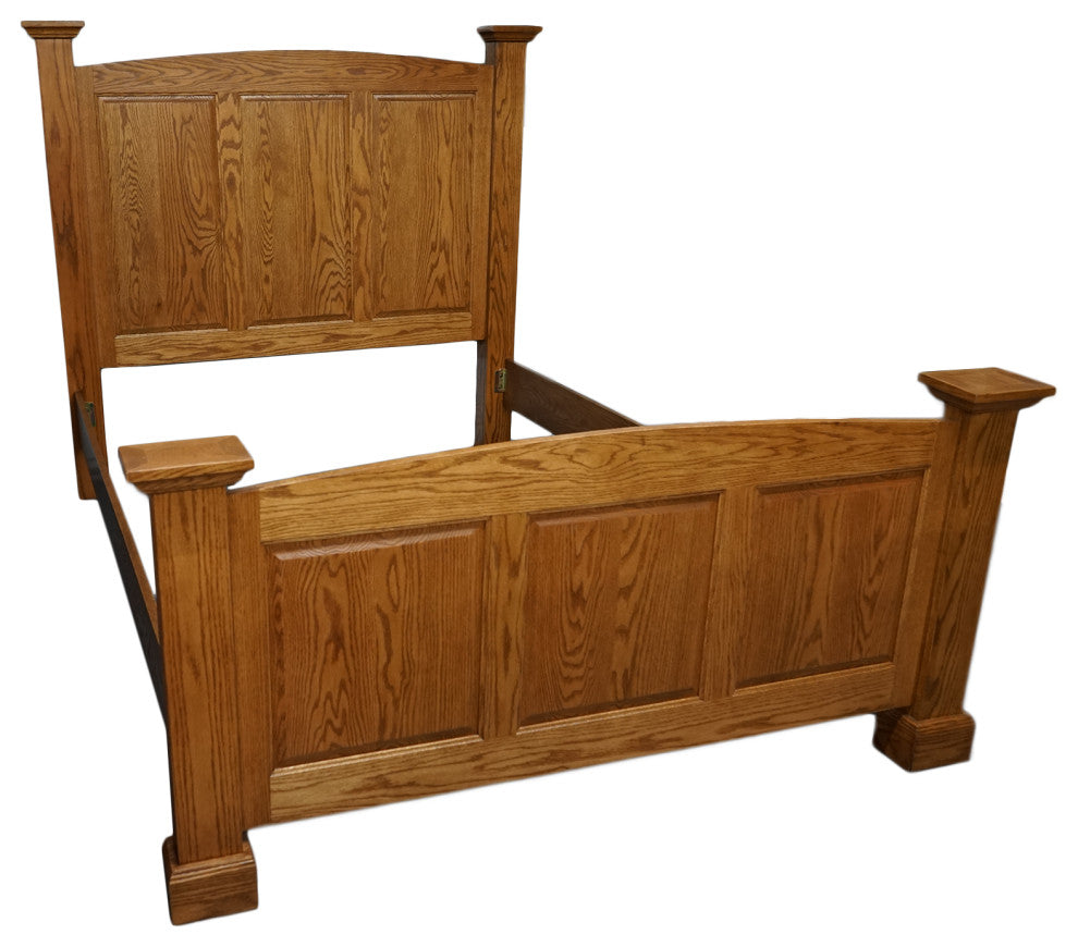 Classic Oak Queen Bed Frame, Dark Oak