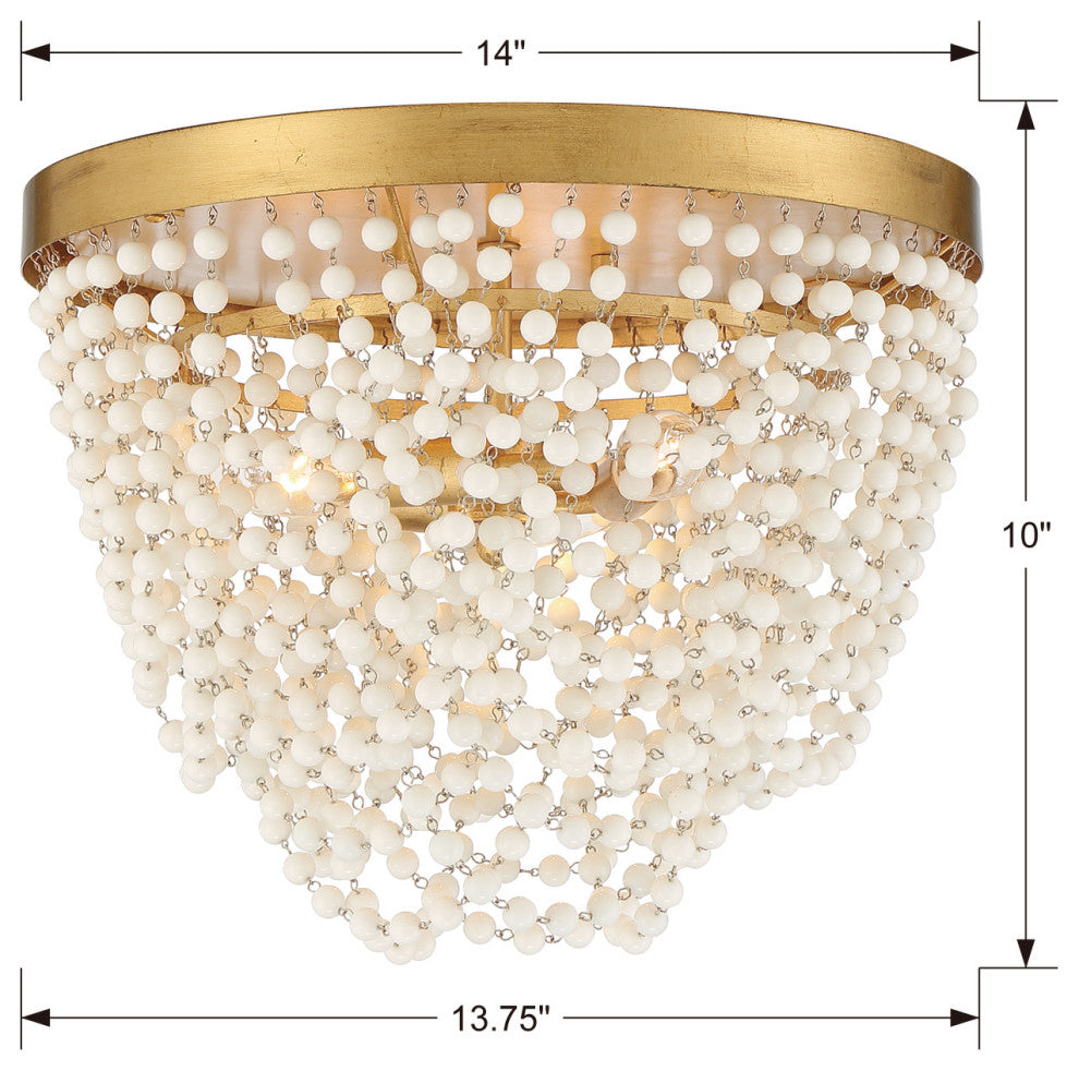 Crystorama Lighting Group FIO-A9103-WH Fiona 3 Light 14"W Flush - Antique Gold