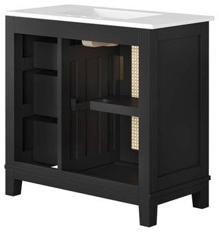 Dixie 36" Solid Wood Bathroom Vanity Cabinet, Black White