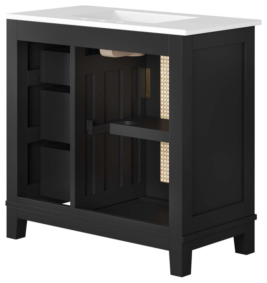 Dixie 36" Solid Wood Bathroom Vanity Cabinet, Black White