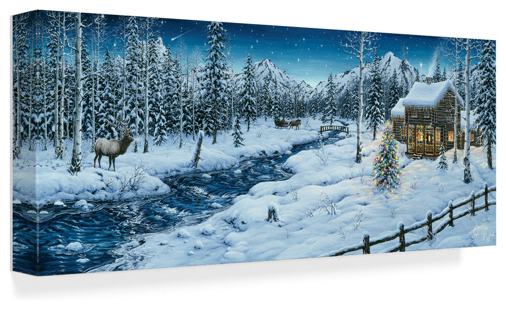 Jeff Tift 'Mountain Holiday' Canvas Art, 19"x8"