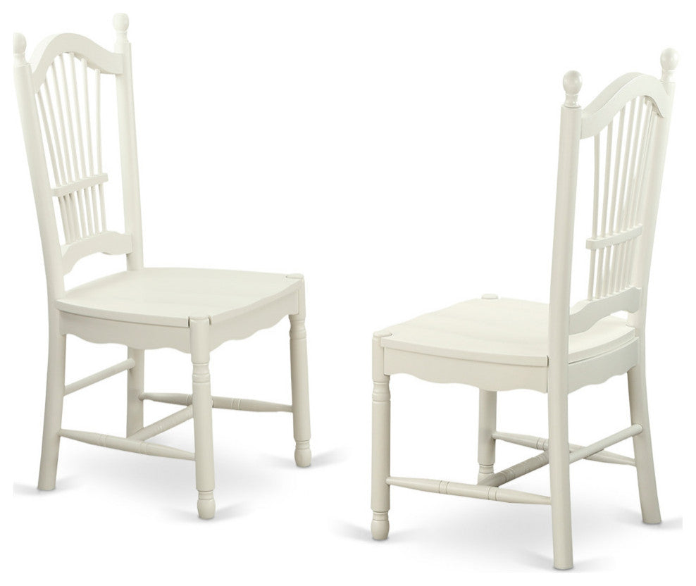 5 Pc Set With A Round Dinette Table And 4 Wood Dinette Chairs, Linen White