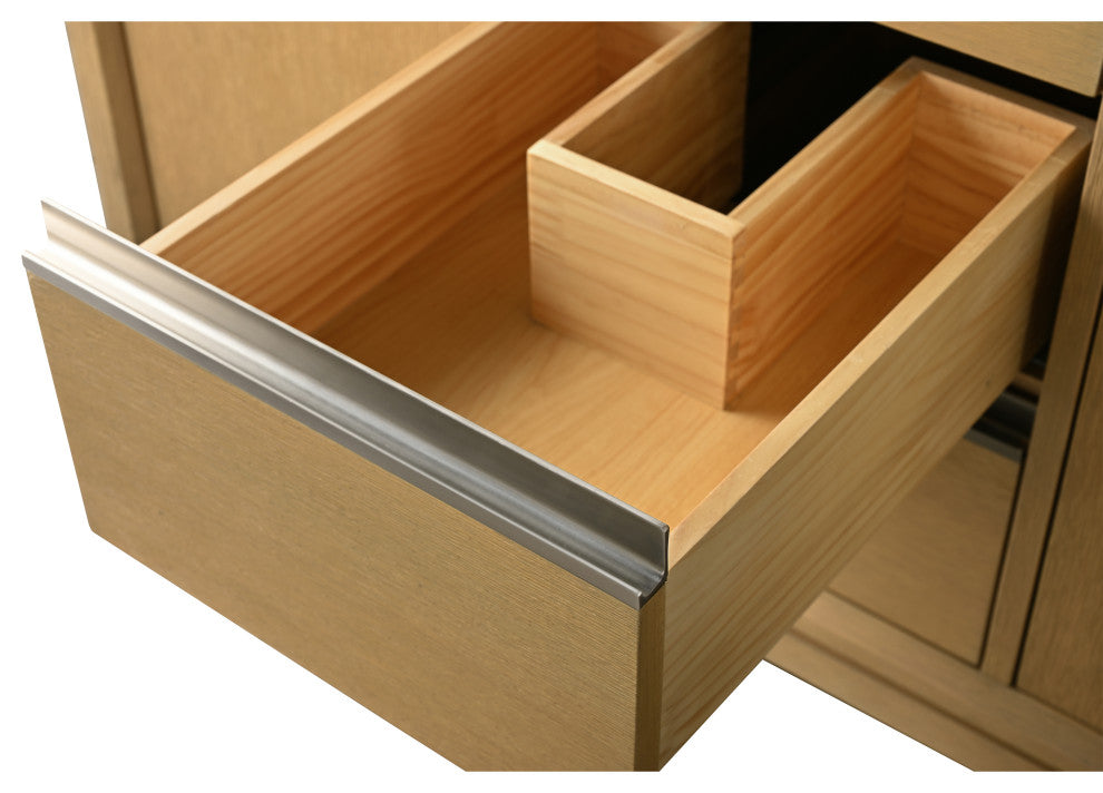 Vanity Art Bathroom Vanity With Sink, Natural Oak, 60" Double