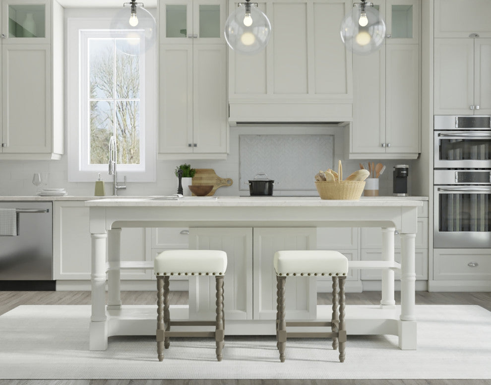 Thomasville Rta Stool 24", Weathered Gray and Linen