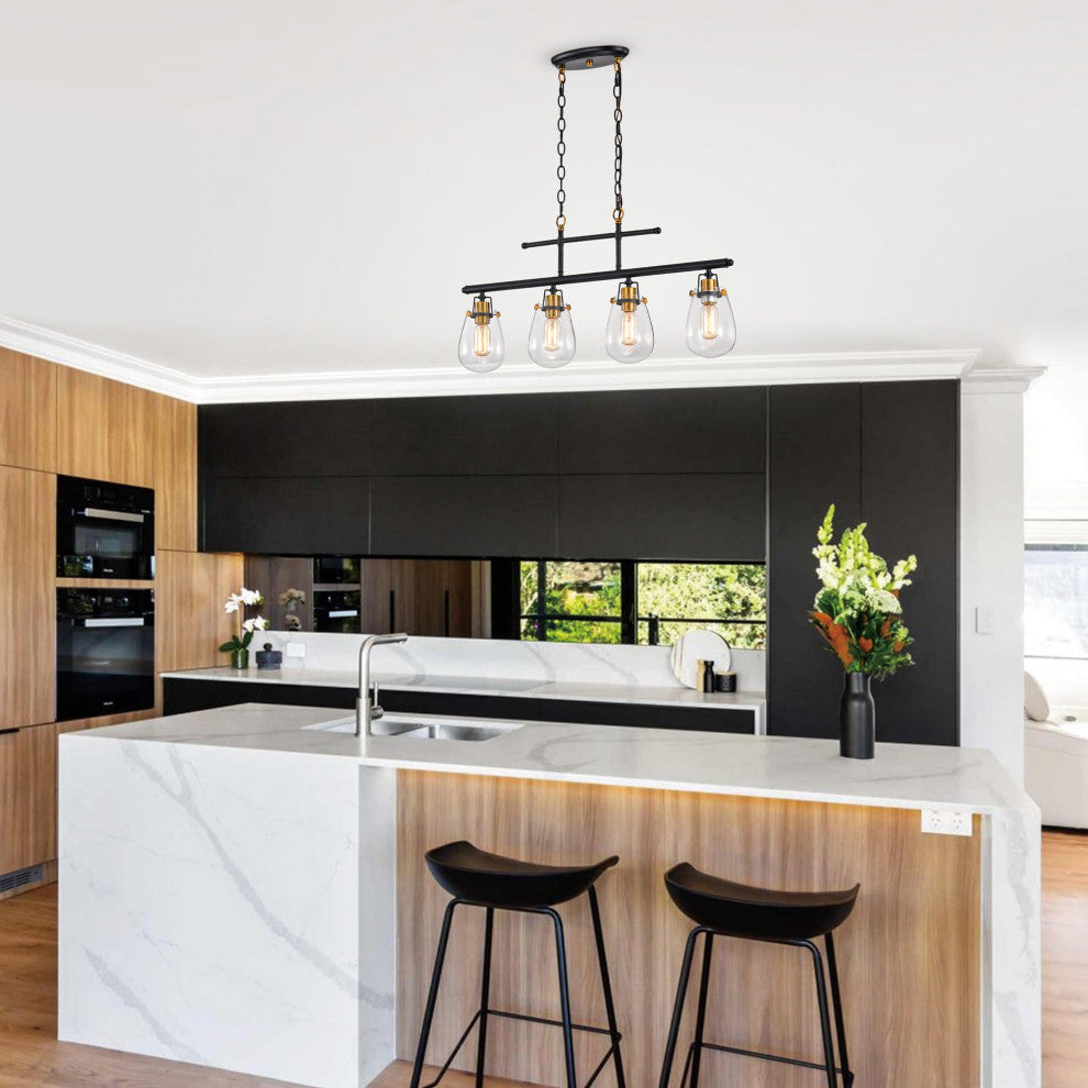 4- Light Black and Antique Gold Kitchen Island Chandelier