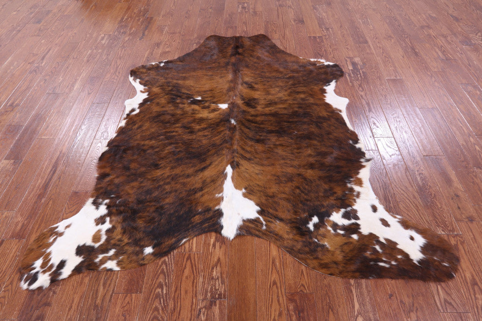 7' 1" X 6' 10" Brindle Natural Cowhide Rug C2246