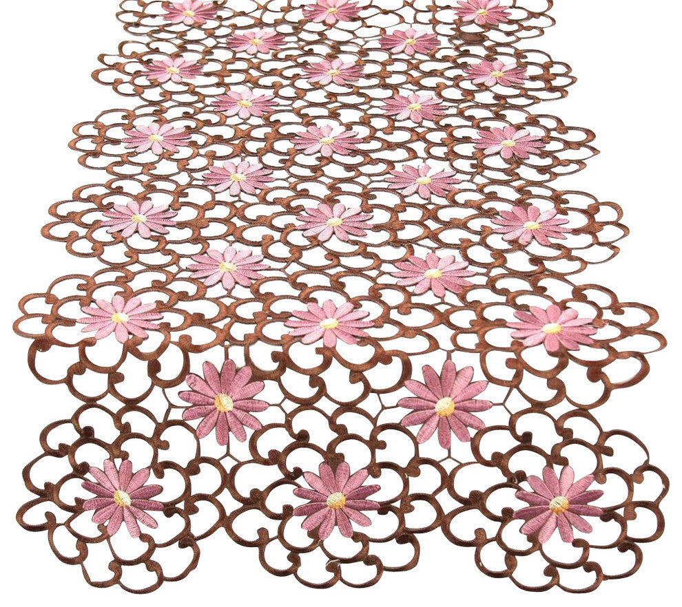 Daisy Splendor Table Runner, 15"x54", Copper