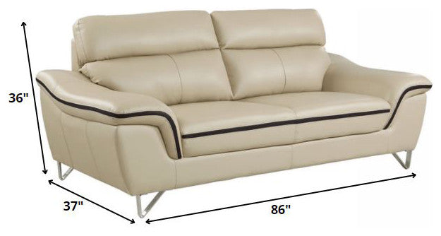 69''x36''x40'' Modern Beige Leather Sofa And Loveseat