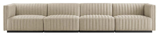 Conjure Channel Tufted Upholstered 4-Piece Sofa, Black Beige