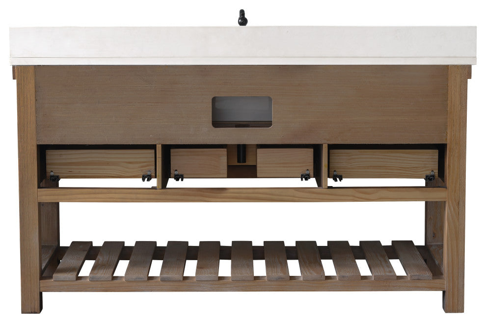 Wesley 60" Bathroom Vanity, Weathered Natural