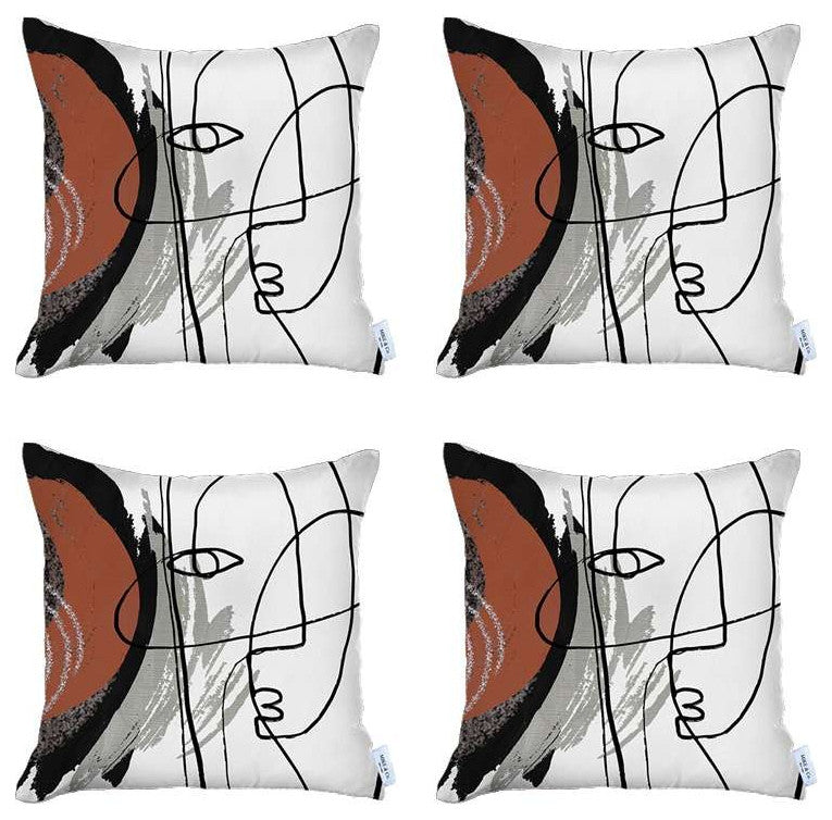 Set of 4 Red Boho Chic Printed Pillow Covers