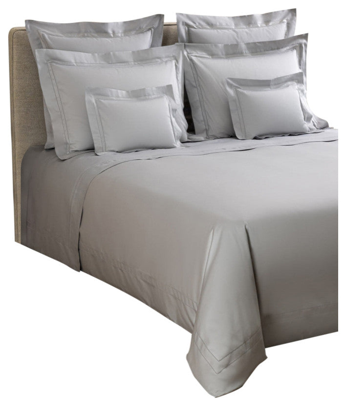 Frette Doppio Ajour Double Hemstitch King Duvet Cover Set, Gray