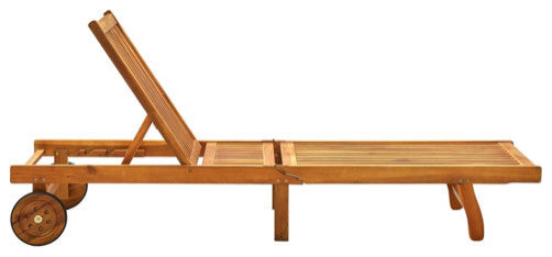 vidaXL Sun Lounger Outdoor Chaise Lounge Chair with Cushion Solid Wood Acacia