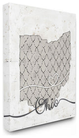 Stupell Industries Ohio Patterned Grey US State Design, 30 x 40