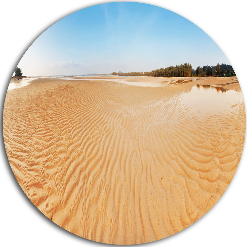 Exotic Tropical Beach Panorama, Seascape Round Metal Wall Art, 23"