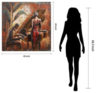 "Piano & Dance" Mixed Media Iron Hand Painted Dimensional Wall Art