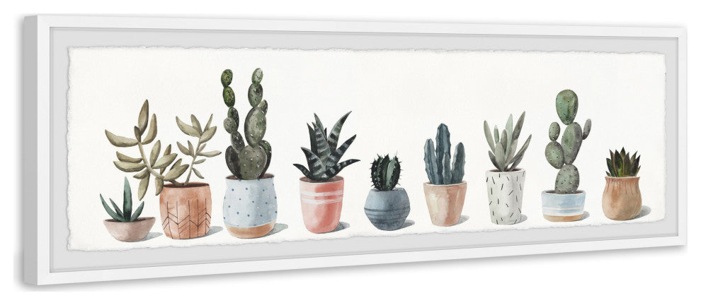 "Succulent Plant Collection" Framed Painting Print, 45x15