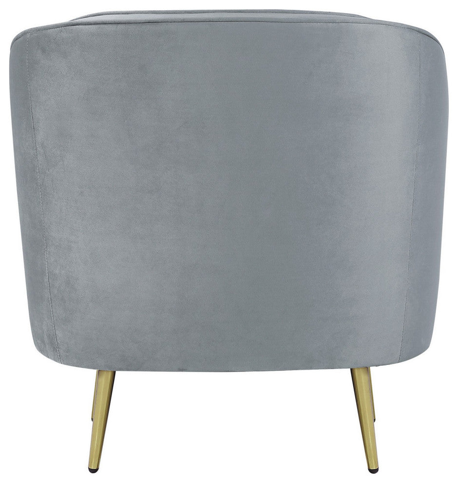 Benzara BM286332 Retro Accent Chair, Channel Tufted, Bucket Style Back, Gray