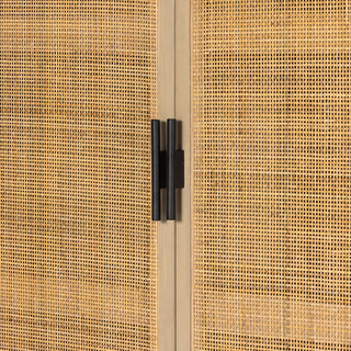 Close-up handle hardware on white background.