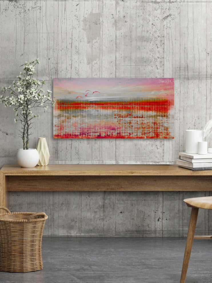 "Dock Birds" Print on Canvas, 36"x18"