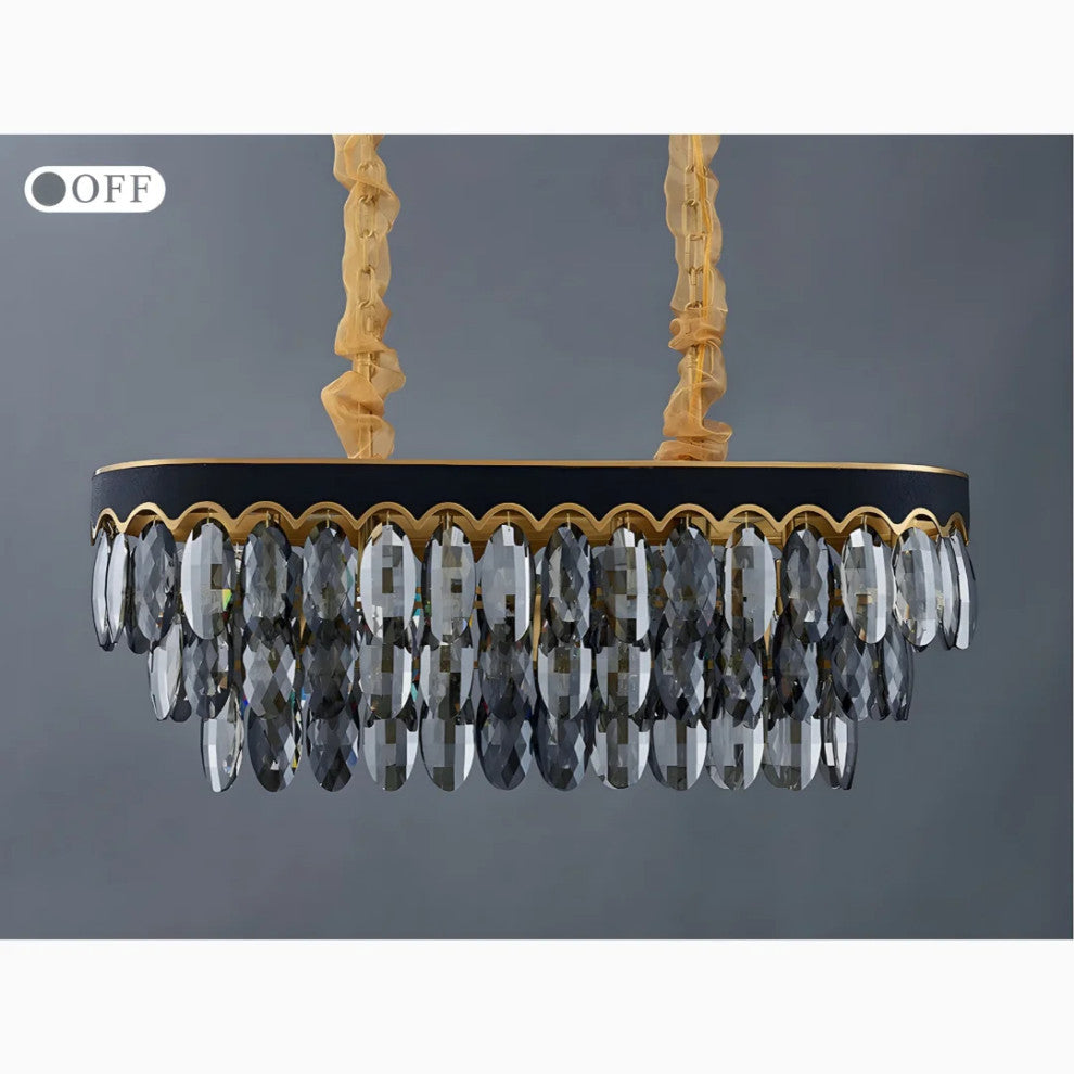 Loano | Black Crystal Ceiling Chandelier for Living Room and Kitchen Island