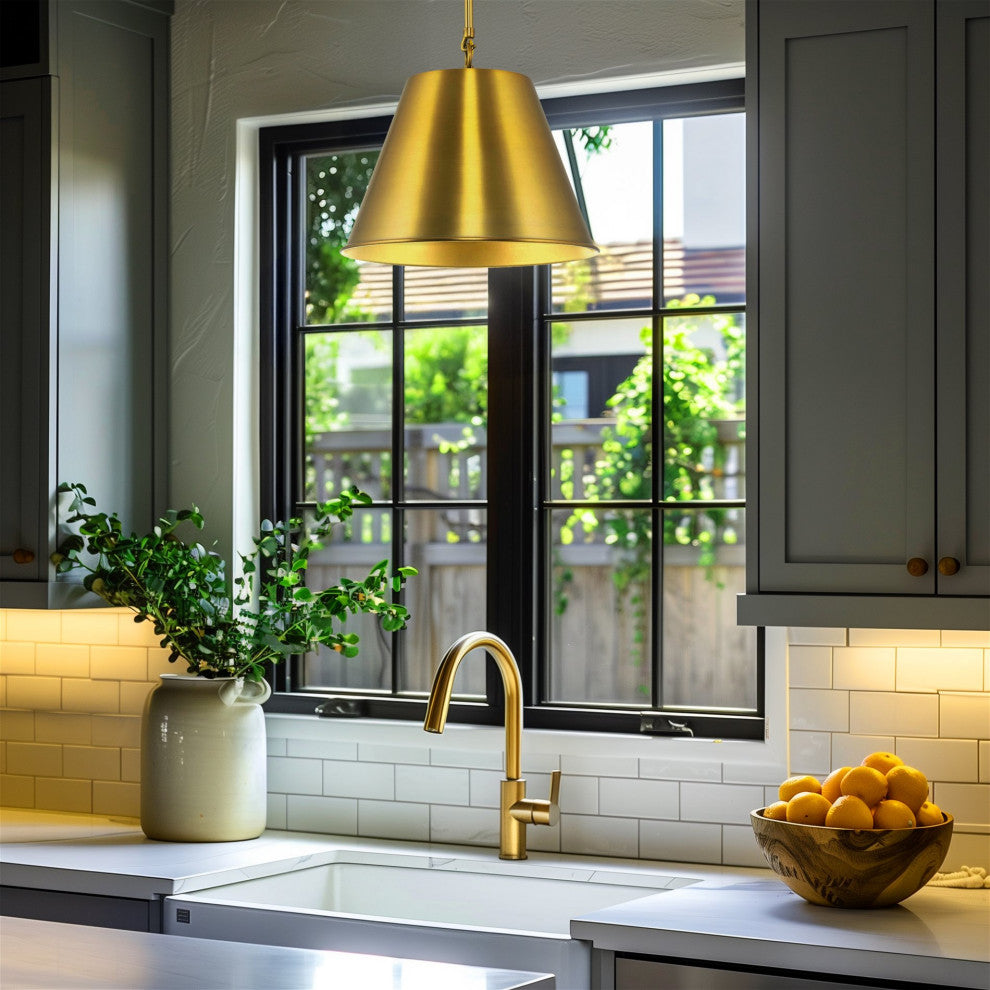 Kira Home Vida 12" Pendant Light, Metal Empire Shade, Adjustable Hanging Height