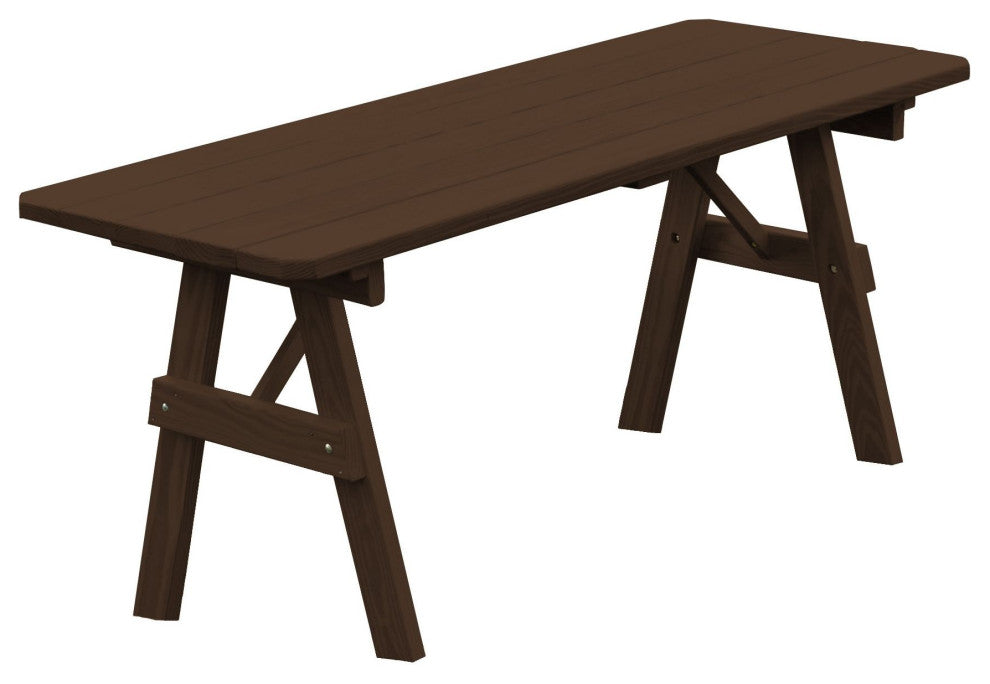 Pressure Treated Pine Traditional Picnic Table, Walnut Stain, 8 Foot, No Umbrella Hole
