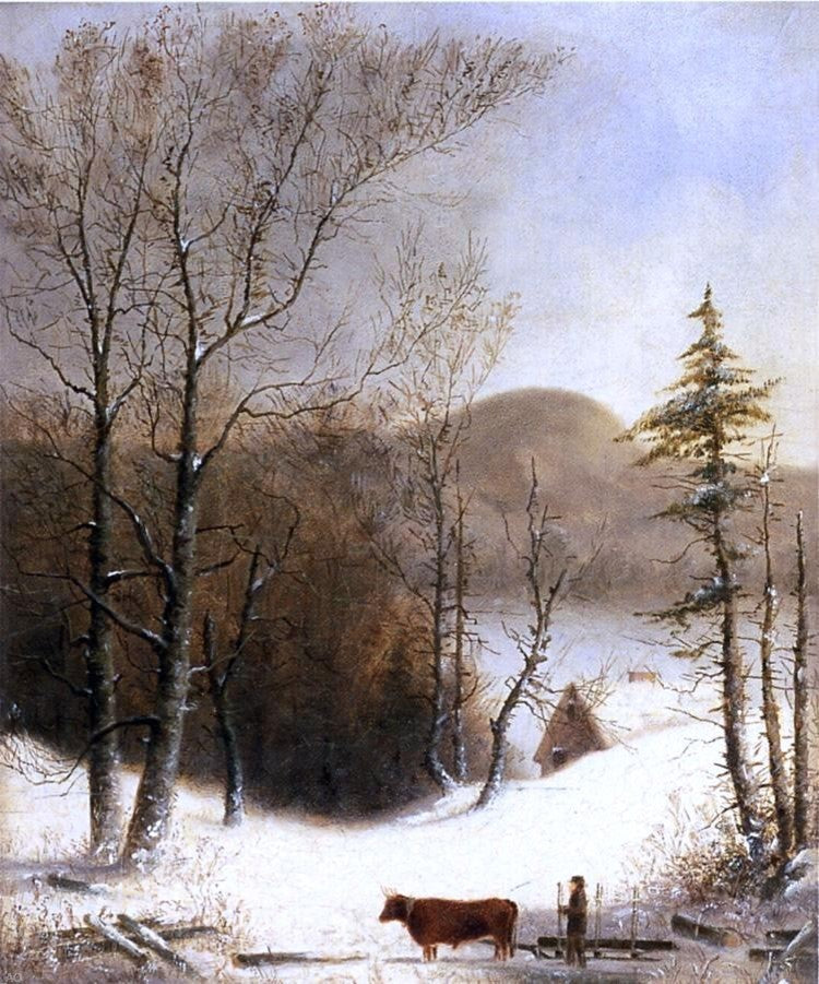 George Henry Durrie Winter Landscape With Log Cart Wall Decal