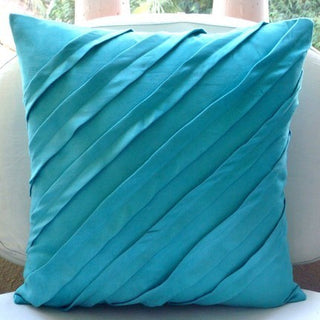 Contemporary Turquoise, Blue 14"x14" Faux Suede Fabric Pillowcase