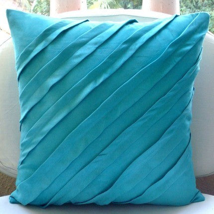 Contemporary Turquoise, Blue 14"x14" Faux Suede Fabric Pillowcase