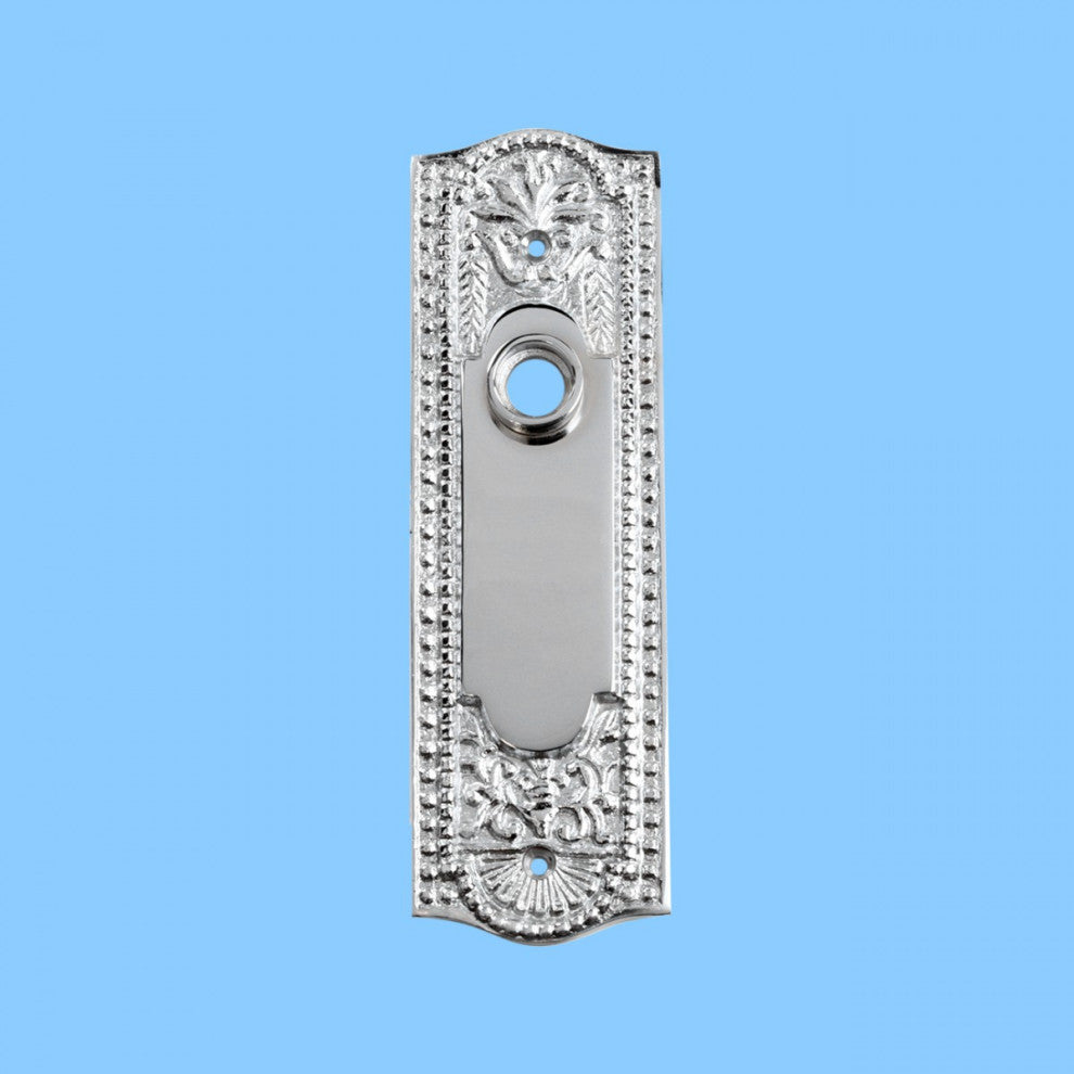 Door Back Plate Chrome Solid Brass Beaded Without Keyhole Renovators Supply