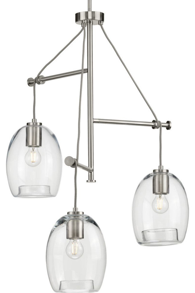 Caisson Collection Brushed Nickel 3-Light Pendant