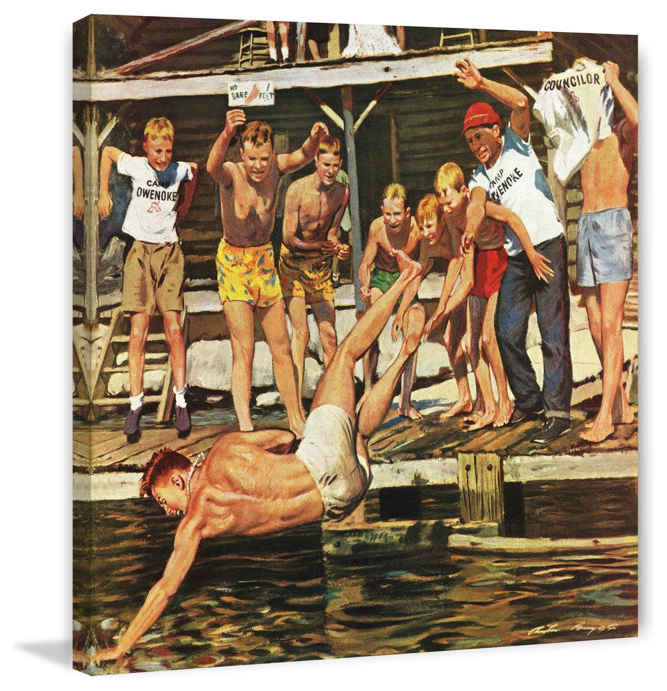 "Wet Camp Counselor" Painting Print on Canvas by Austin Briggs