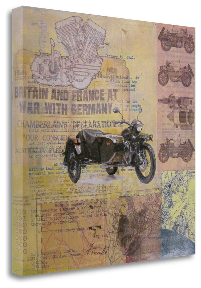 "Wwii Motorcycle" By Andrew Sullivan, Giclee Print on Gallery Wrap Canvas