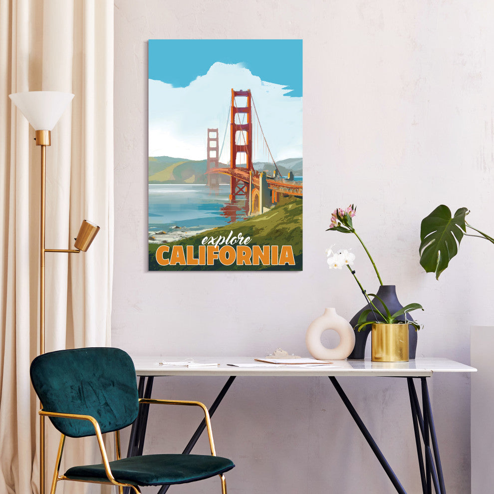 "Bicoastal Beauty" Frameless Floating Tempered Glass Panel Wall Art Set of 2