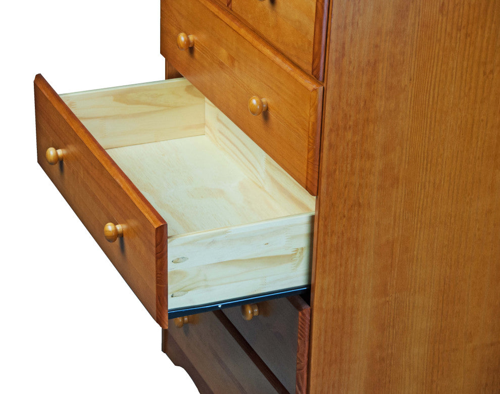 100% Solid Wood 5-Drawer Chest, Honey Pine