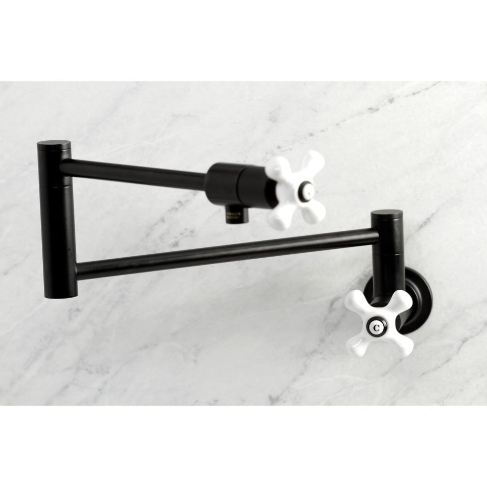 Kingston Brass KS4100PX Metropolitan Wall Mount Pot Filler, Matte Black